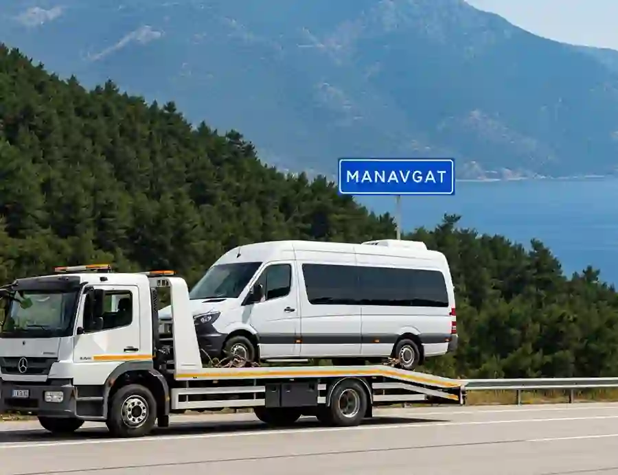 Manavgat'da çekici üzerinde araç